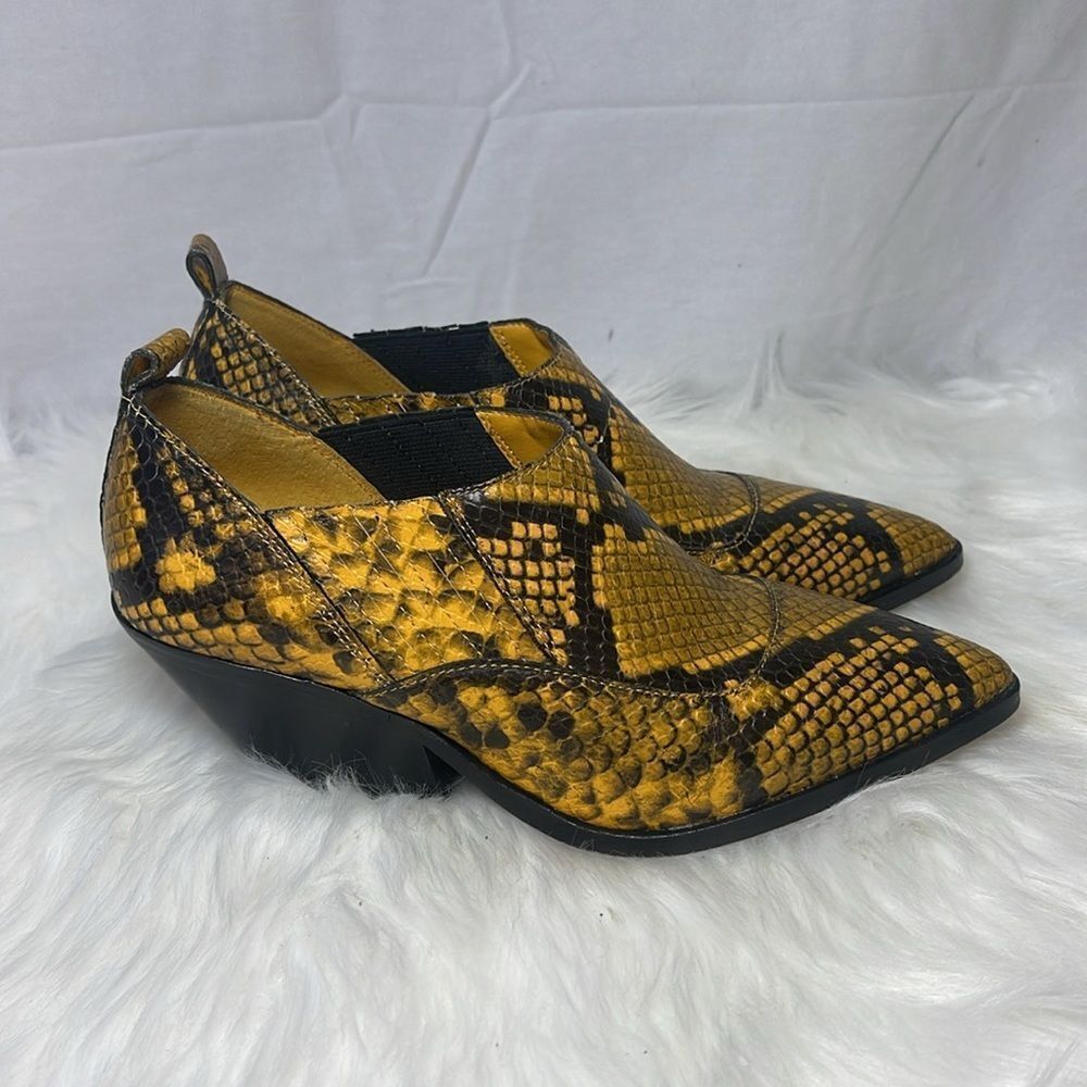 Vince Camuto Jetera Mustard/Black Python Booties … - image 5